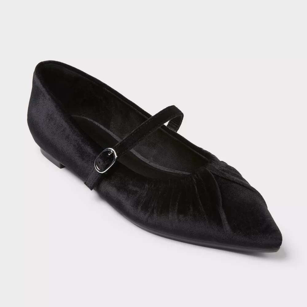 A New Day Gabriella Velvet Pointed Toe Flats Black Size 9.5 New in Box